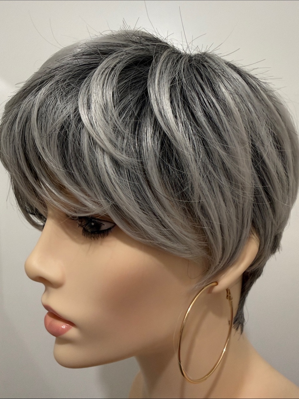 HAIR Pixie Cut with Bangs Free Part Silver/Gray/White - Picture 4 of 14